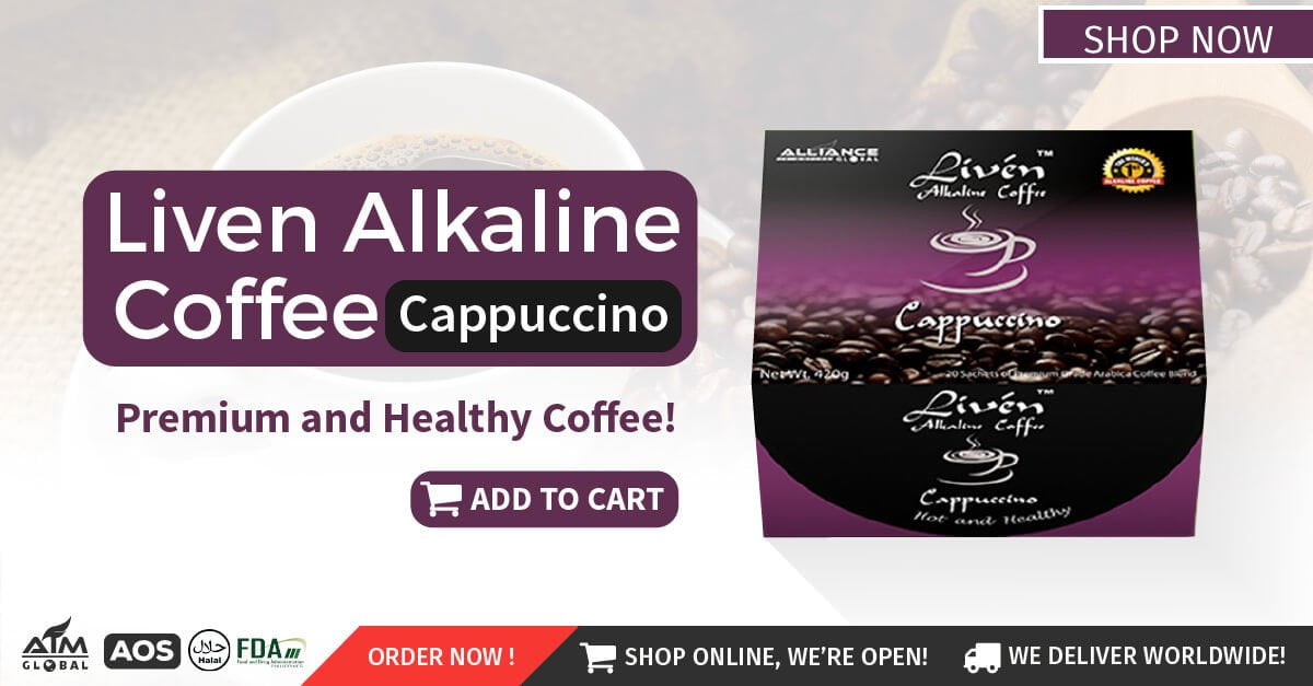 Liven Alkaline Coffee Cappuccino AIM Global Online HQ